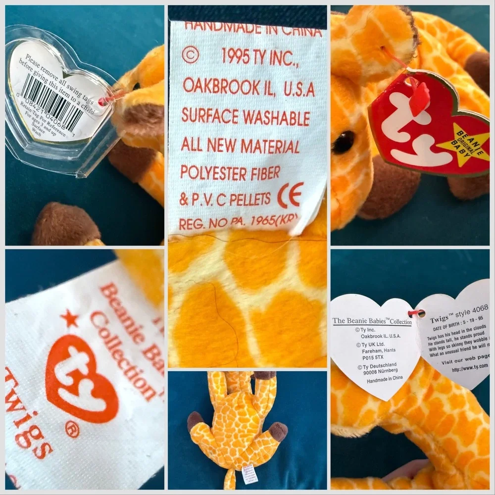 Ty Beanie Babies Lot Bucky Beaver Squealer Pig Chocolate Moose Twigs Giraffe PVC
